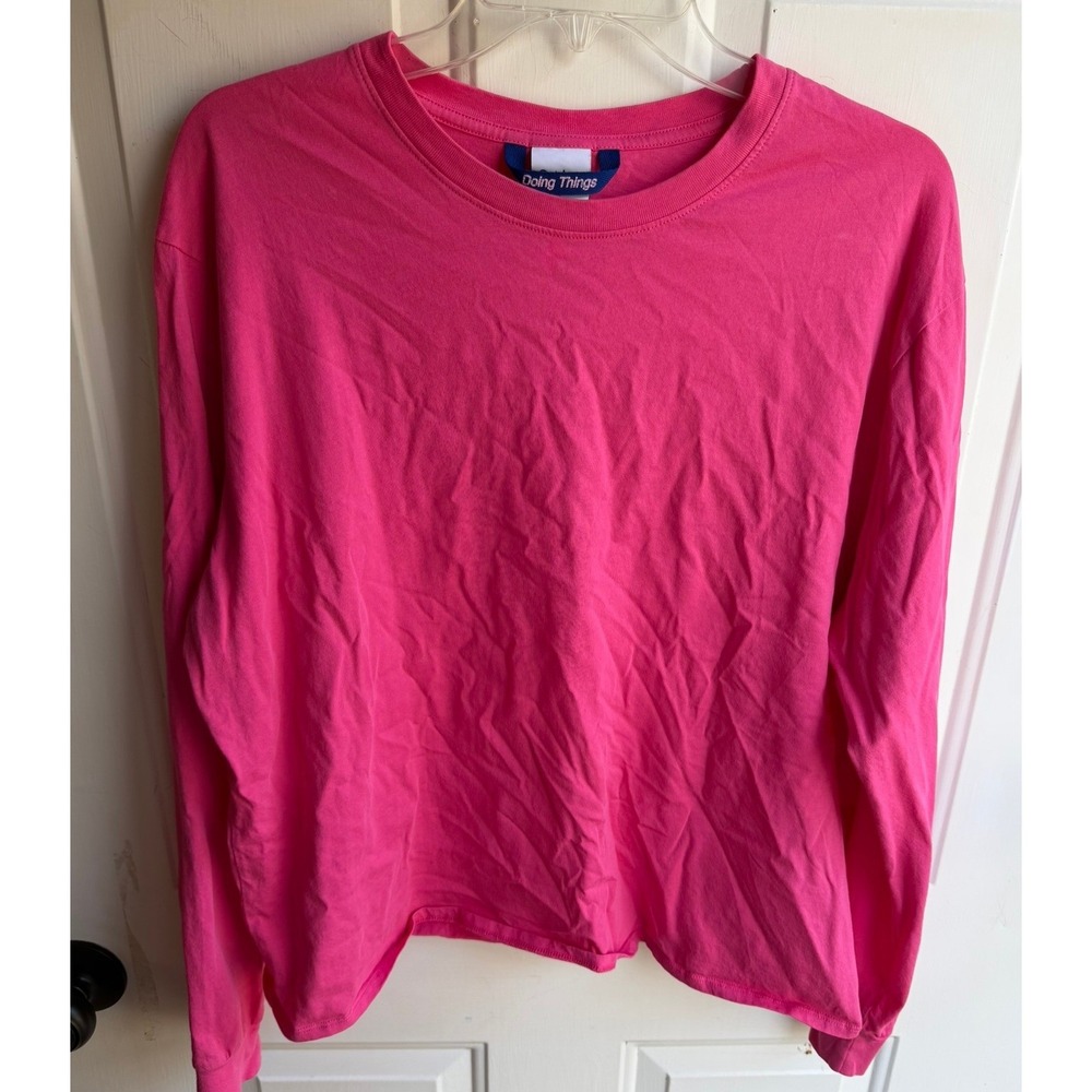 Outdoor Voices Women's Pink Crew‎ Neck 100% Cotton Everyday Longsleeve Tee XL